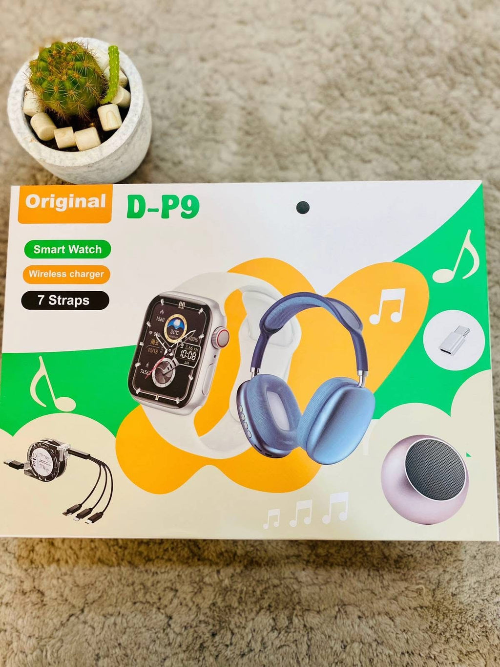 ⌚🎧 Pack D-P9 Original – Smart Watch + Casque Bluetooth + Accessoires 🎶✨