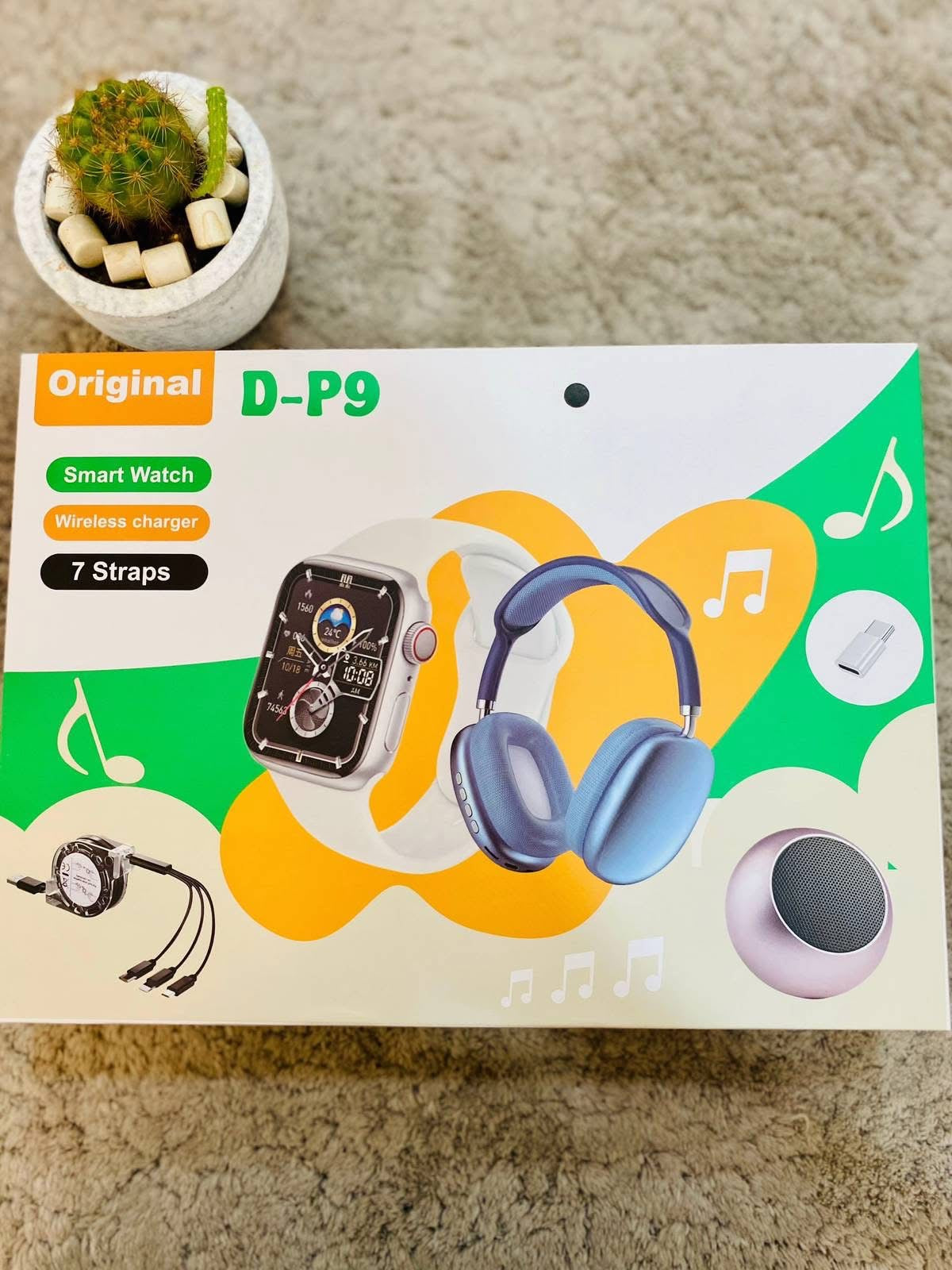 ⌚🎧 Pack D-P9 Original – Smart Watch + Casque Bluetooth + Accessoires 🎶✨
