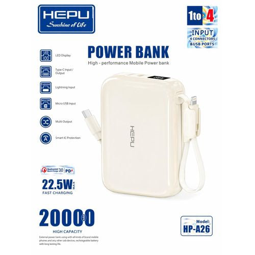 🔋 Power Bank HEPU 20 000 mAh – La Batterie Externe Ultime pour Rester Connecté !