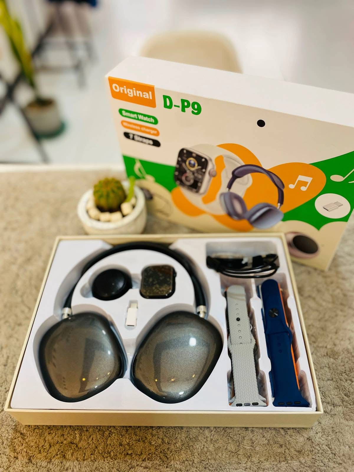 ⌚🎧 Pack D-P9 Original – Smart Watch + Casque Bluetooth + Accessoires 🎶✨