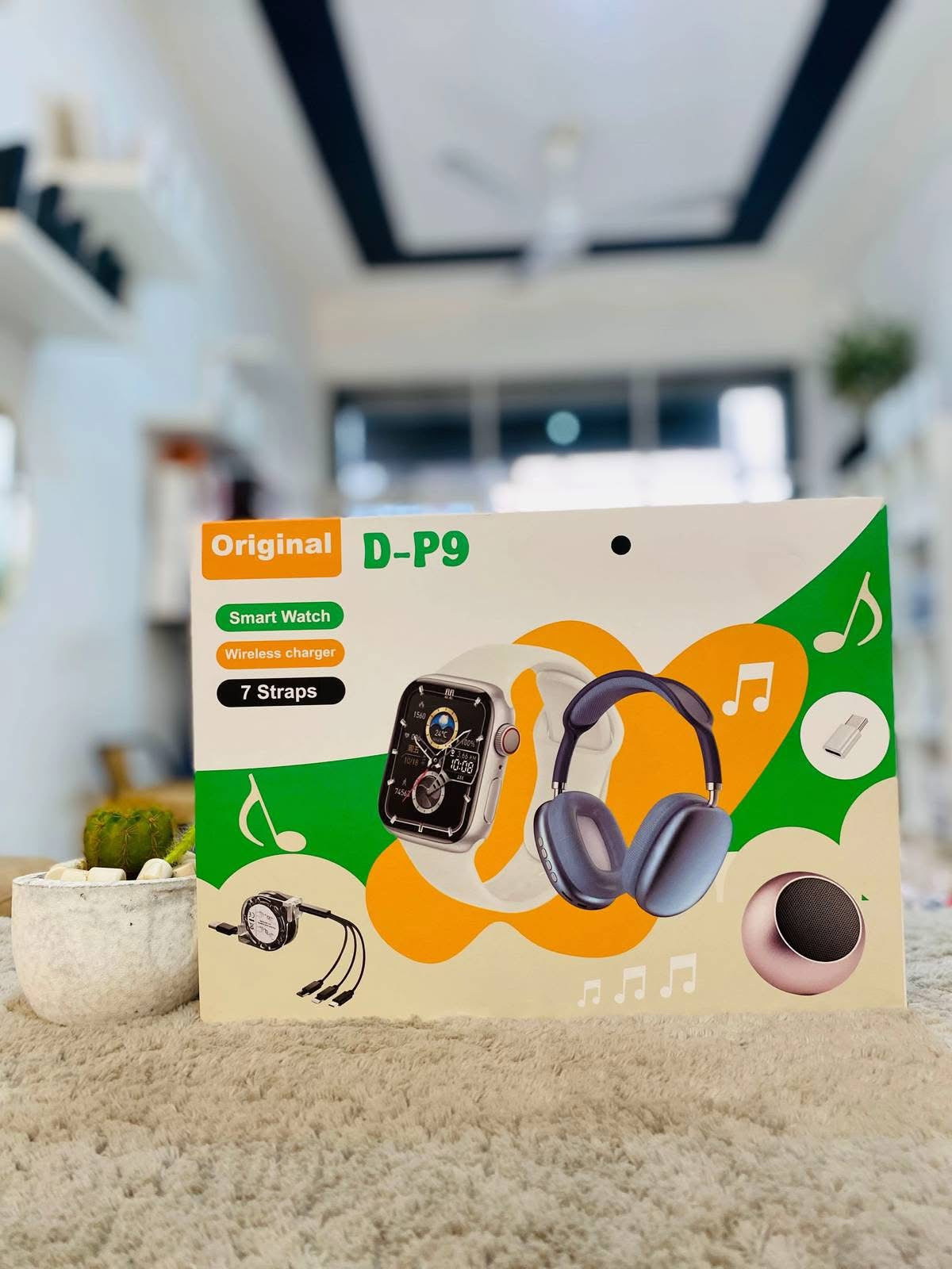 ⌚🎧 Pack D-P9 Original – Smart Watch + Casque Bluetooth + Accessoires 🎶✨