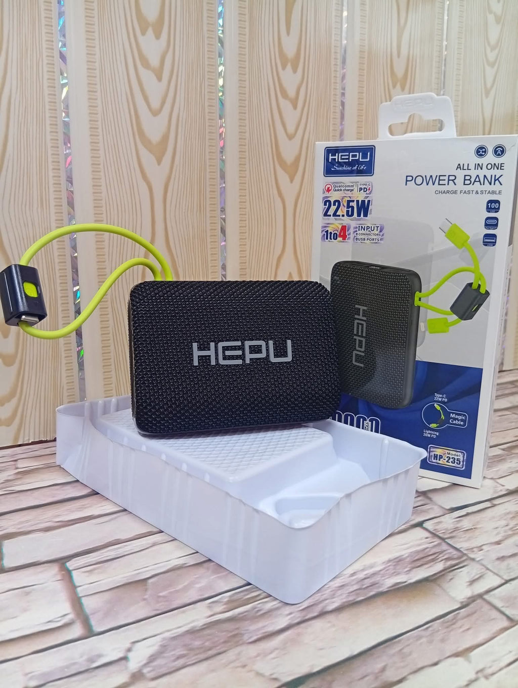 🔋 Power Bank HEPU 20 000 mAh – L’Énergie Toujours à Portée de Main !