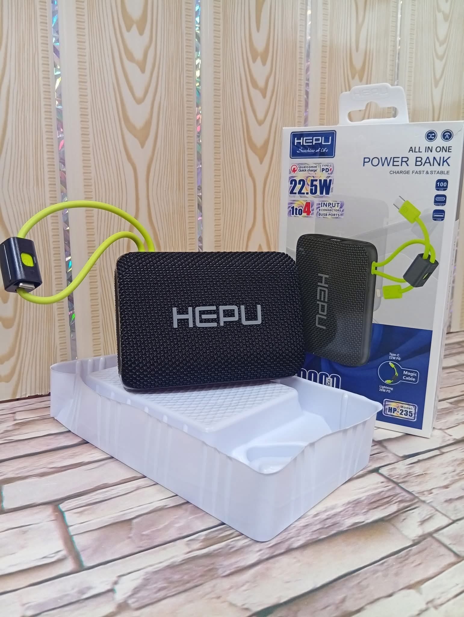 🔋 Power Bank HEPU 20 000 mAh – L’Énergie Toujours à Portée de Main !