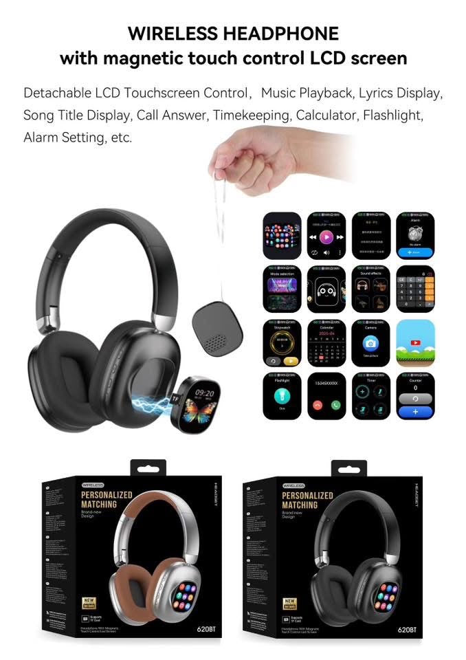 🎧 Casque Bluetooth Intelligent avec Écran Tactile – L’innovation au bout des oreilles !
